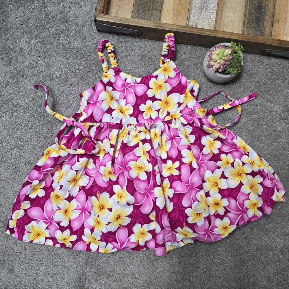 Hawaiian Flower Dress Pink and Yellow 1-2 Year Old Size Baby Girl Clothes